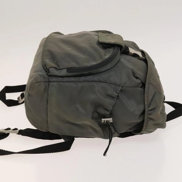 PRADA Backpack Nylon Khaki Silver Auth bs27852 - Picture 3 of 16